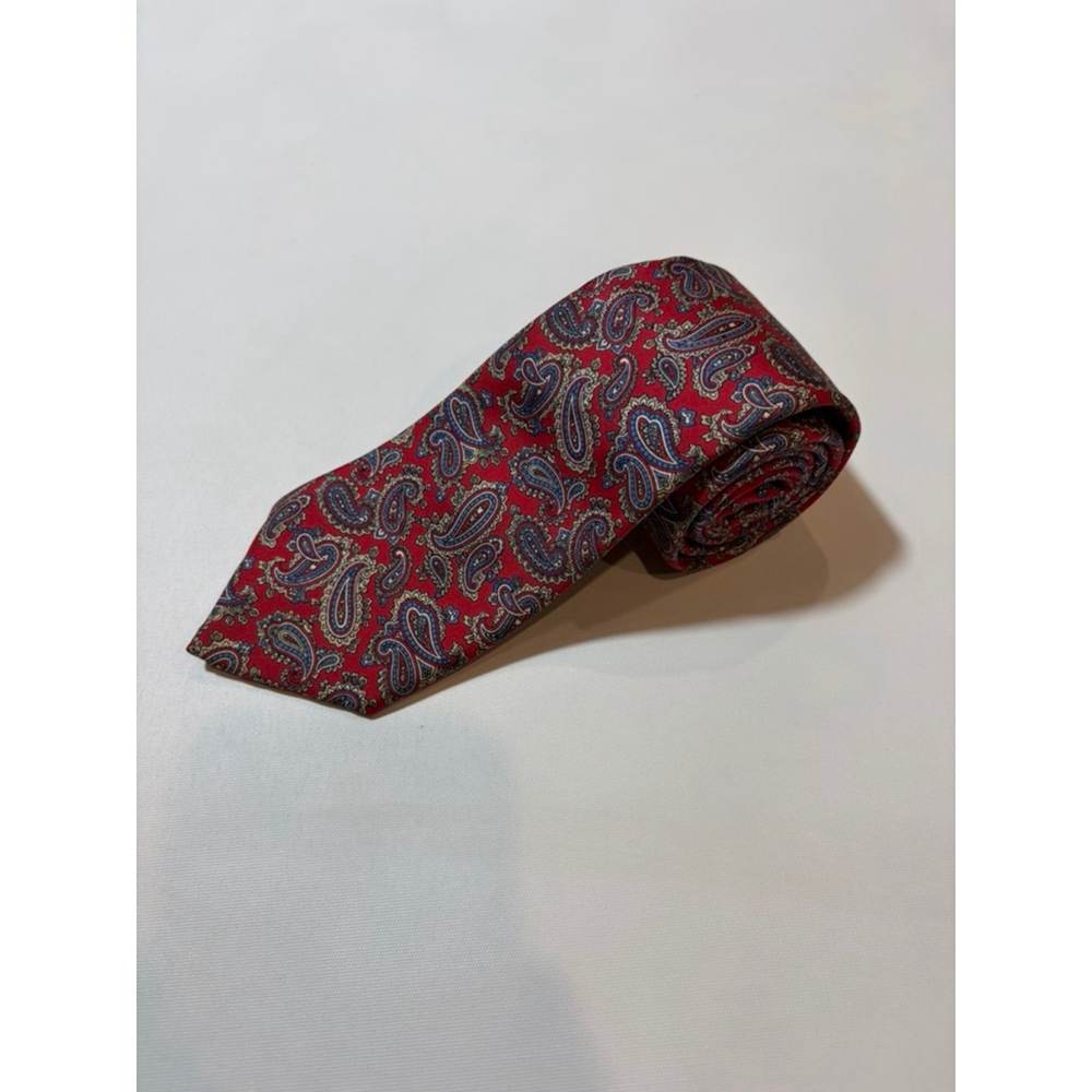 Liberty of London Paisley Silk Tie Red Blue Floral Classic USA Vintage